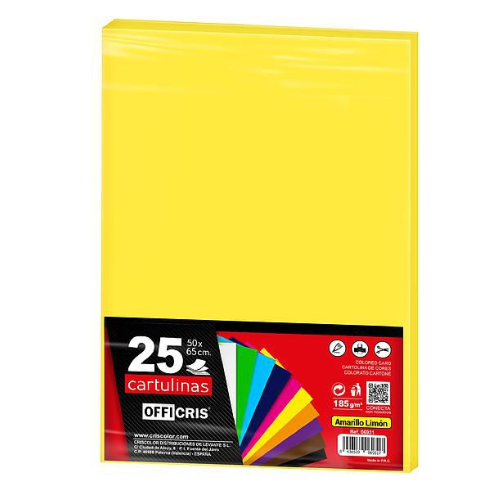 1.0 - CARTULINAS AMARILLO LIMON PACK 25 UNIDS - 50X65CM