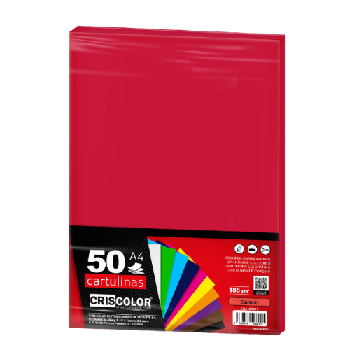 2.12 - CARTULINAS ROJO CARMIN PACK 50 UNIDS - A4