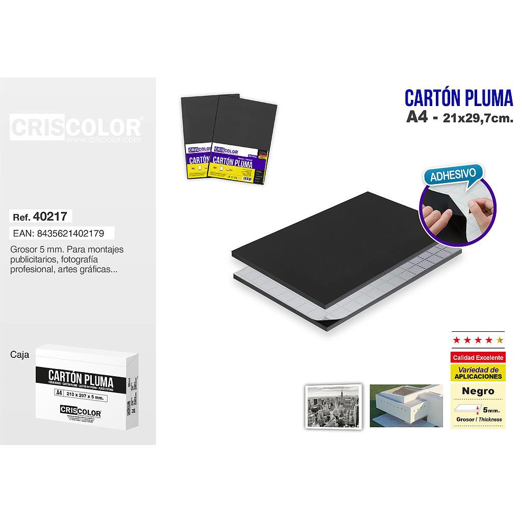 1.2 -  CARTÓN PLUMA ADHESIVO NEGRO A4