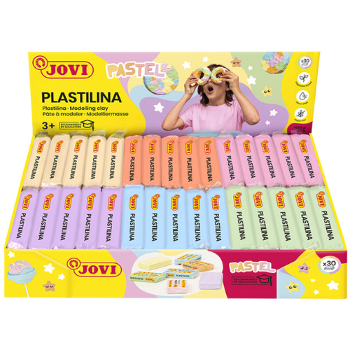 7.3 - PLASTILINA PASTEL JOVI 50G - PACK 30 (5U X 6 COLORES)