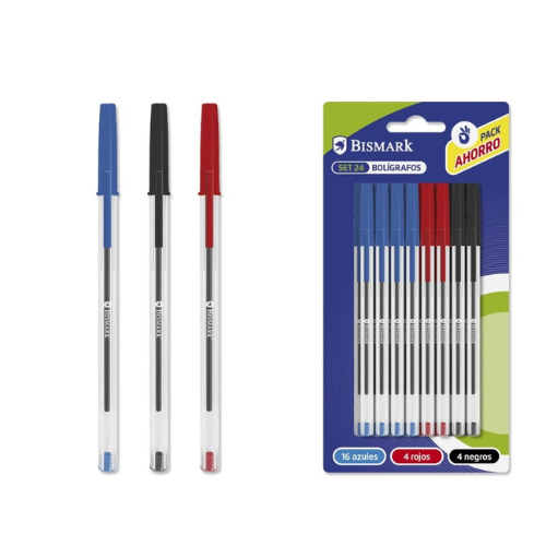 1.44 - SET BOLIGRAFO BISMARK - PACK 24 - 16 AZUL/4 ROJO/4 NEGRO