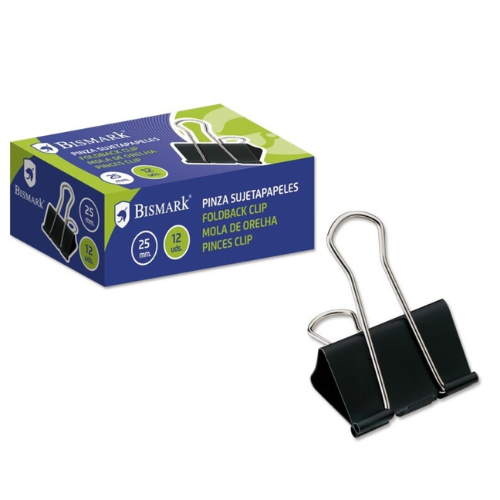 8 - PINZA SUJETAPAPELES NEGRO - PACK 12
