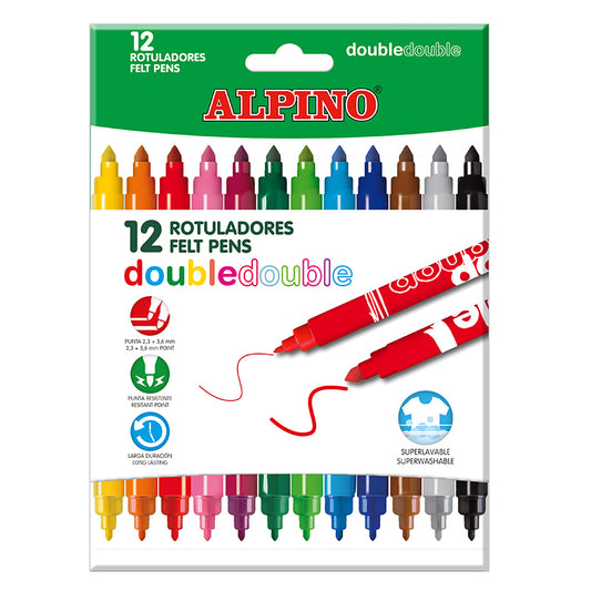 2.1 - ROTULADORES DE COLORES DOBLE PUNTA ALPINO PACK -12