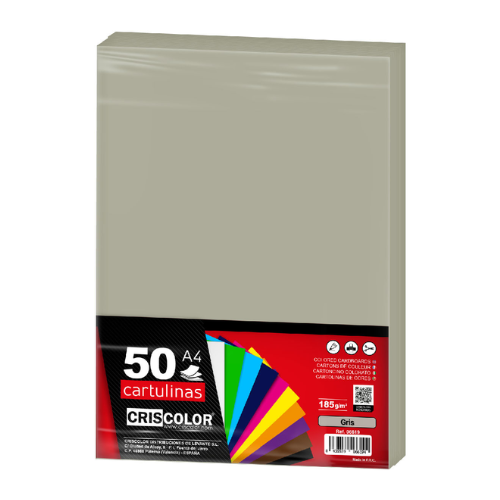 2.8 - CARTULINAS GRIS PACK 50 UNIDS - A4
