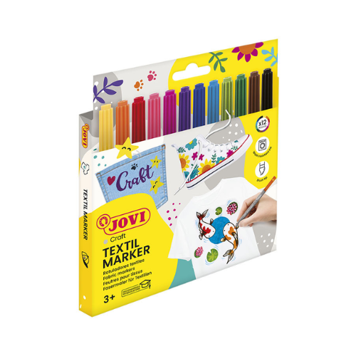 24 - TEXTIL MARKER ESTUCHE ROTULADORES COLORES SURTIDOS JOVI - PACK 12