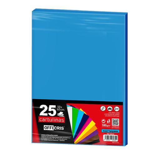1.2 - CARTULINAS AZUL TURQUESA PACK 25 UNIDS - 50X65CM