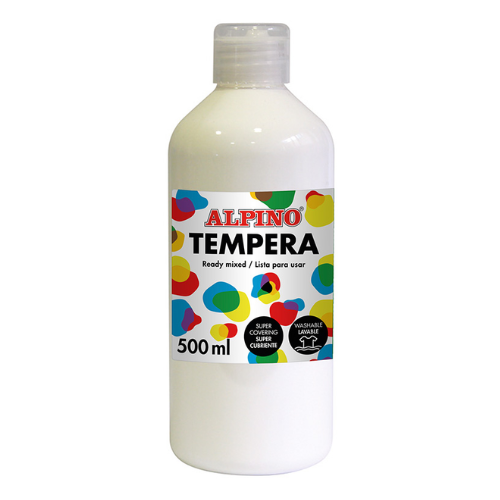 9.11 - BOTELLA TEMPERA ESCOLAR 500 ML. BLANCO.