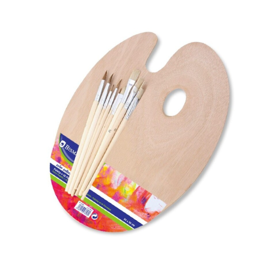 7.19 -  PALETA MADERA PINTURA CON 10 PINCELES