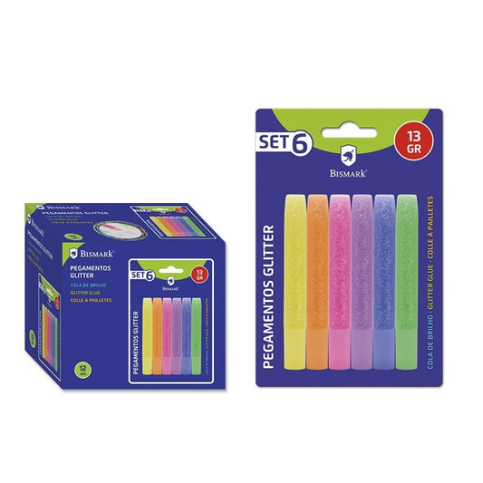 8 - BISMARK PEGAMENTO GLITTER NEON 6 COLORES X 13 GRS