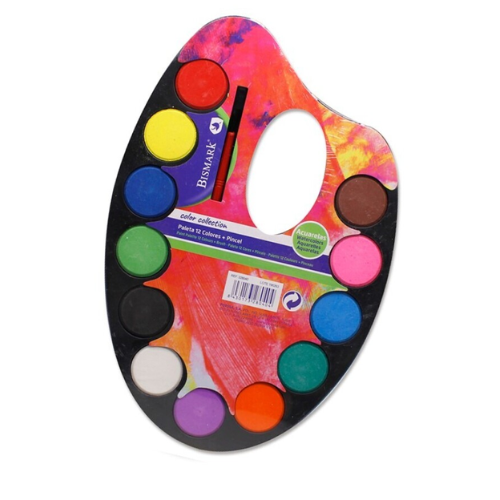 1.16 - PALETA ACUARELAS 12 COLORES CON PINCEL