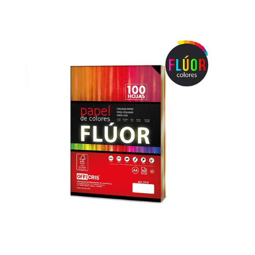 6 - FOLIOS COLORES FLUOR - PACK 100