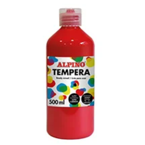 9.16 - BOTELLA TEMPERA ESCOLAR 500 ML. ROJO.
