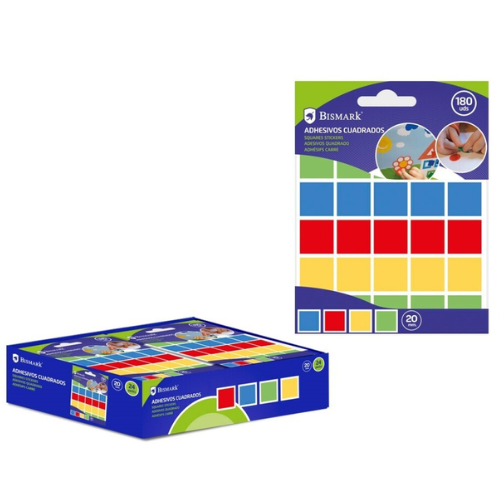2.14 - GOMETS ADHESIVOS CUADRADOS 20MM - PACK 180
