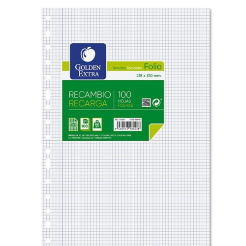 1.1 - RECAMBIO HOJAS 60 GR CUADROS A4  - PACK 100