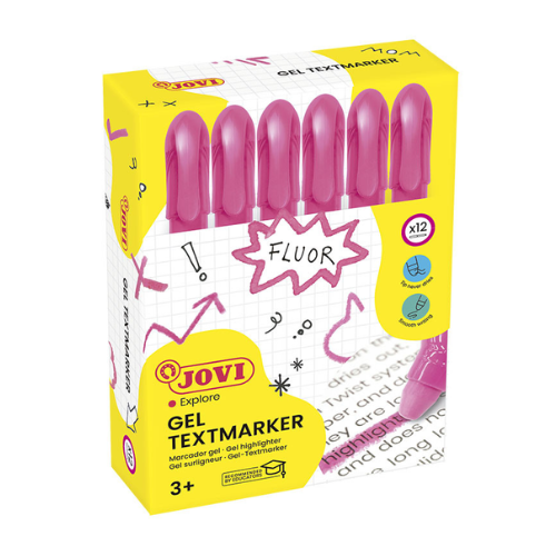 19.2 - MARCADORES GEL EN STICK COLOR ROSA FLUOR JOVI - PACK 12