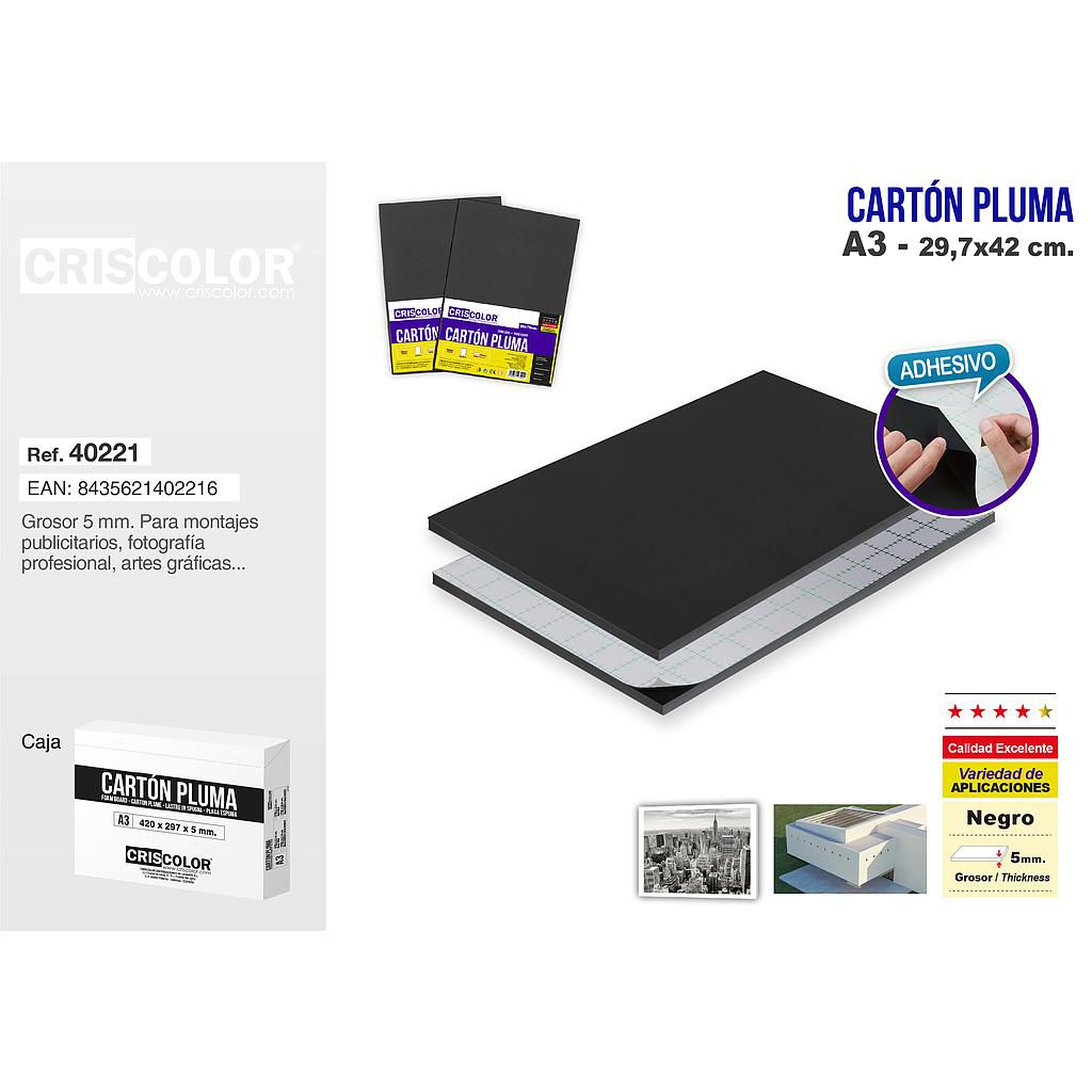 1.3- CARTÓN PLUMA ADHESIVO NEGRO A3