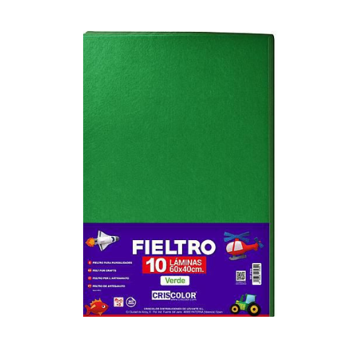 8.8 - FIELTRO COLORES VERDE, PACK 10 UNIDADES, 60X40CM