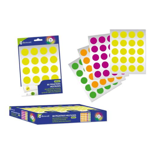 2.9 - ETIQUETAS ADHESIVAS NEON REDONDAS 30MM - PACK 4X20