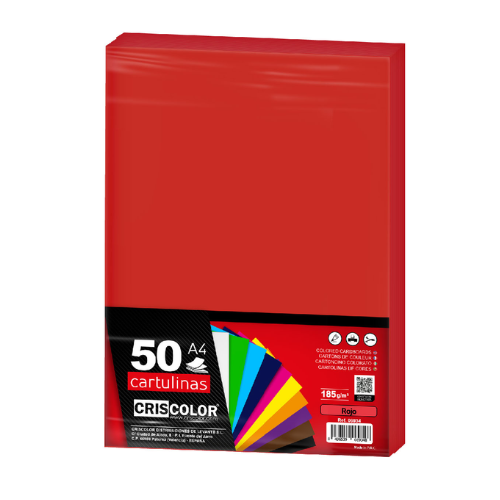 2.13- CARTULINAS ROJO PACK 50 UNIDS - A4