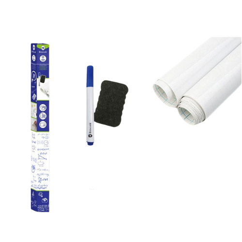 1.13 - PIZARRA BLANCA ADHESIVA 50X200CM CON ROTULADOR Y BORRADOR