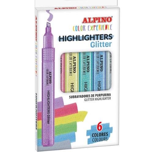 9 - SUBRAYADORES ALPINO GLITTER COLOR EXPERIENCE - PACK 6