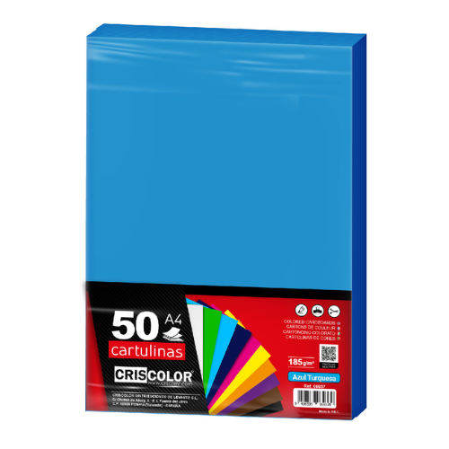 2.15 - CARTULINAS TURQUESA PACK 50 UNIDS - A4