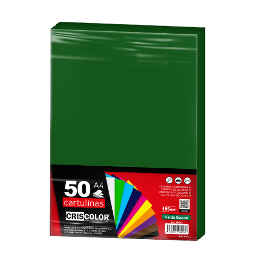 2.17 - CARTULINAS VERDE OSCURO PACK 50 UNIDS - A4