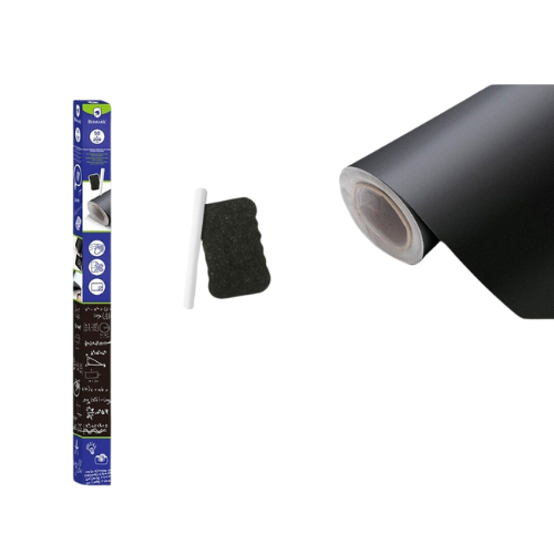 1.14 - PIZARRA NEGRA ADHESIVA 50X200CM CON ROTULADOR Y BORRADOR