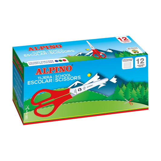 3.2 - TIJERA ALPINO CAJA 12 TIJERAS ESCOLARES DE 130MM