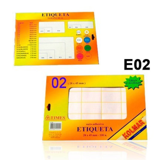 2 - ETIQUETAS ADHESIVAS 28 X 45 MM 100 UNIDADES