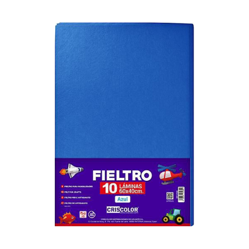 8 - FIELTRO COLORES AZUL, PACK 10 UNIDADES, 60X40CM