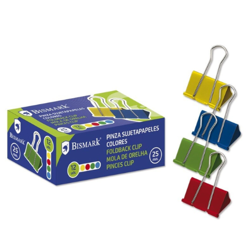 8.1 - PINZAS SUJETAPAPELES COLORES - PACK 12