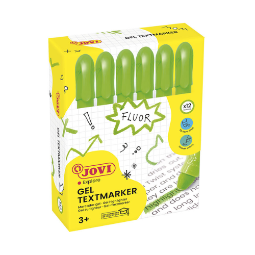19.3 - MARCADORES GEL EN STICK COLOR VERDE FLUOR JOVI - PACK 12