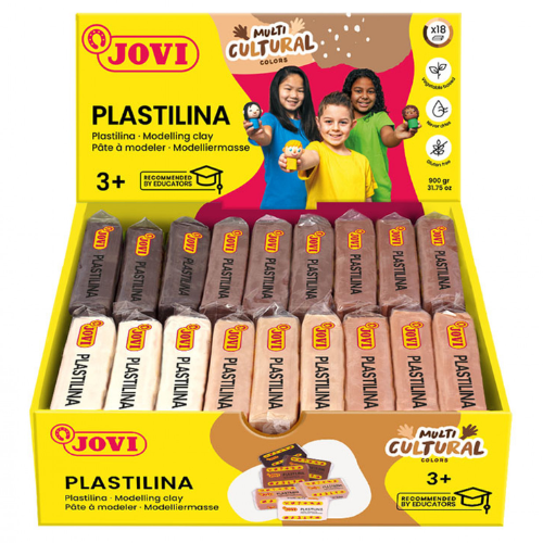 7.2 - PLASTILINA MULTICULTURAL JOVI 50G - PACK 18 (3U X 6 COLORES)