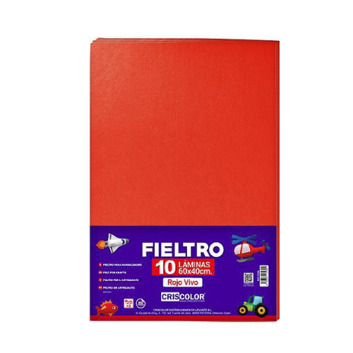 8.7 - FIELTRO COLORES ROJO VIVO, PACK 10 UNIDADES, 60X40CM