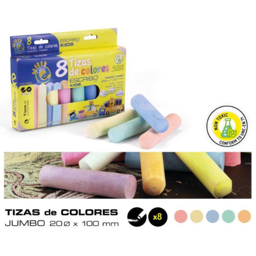1 - TIZAS DE COLORES JUMBO - PACK 8