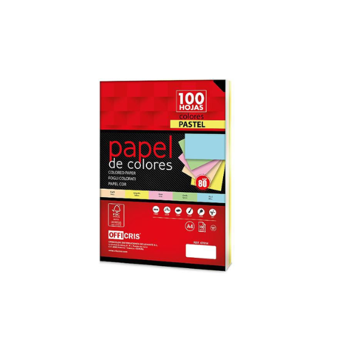 6.1 - FOLIOS COLORES PASTEL - PACK 100