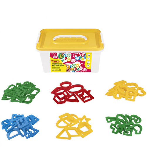 24 - MOLDES DE LETRAS, NÚMEROS Y FORMAS, PLASTILINA JOVI - PACK 96 PIEZAS