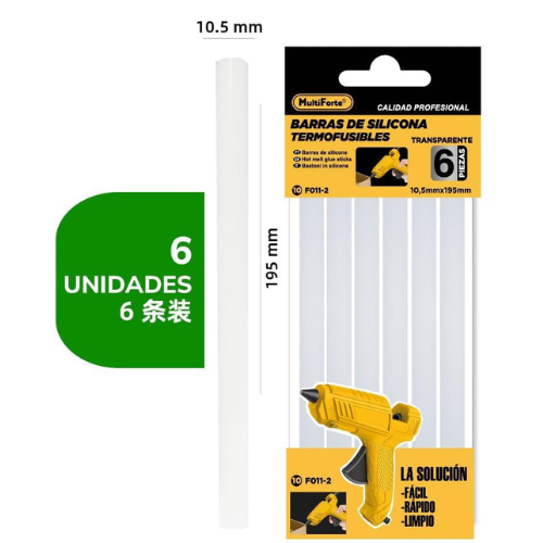 2.1 - BARRAS DE SILICONA 10,5X195MM - PACK 6