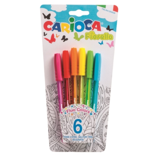 1.21 - BOLIGRAFOS FLUOR CARIOCA - PACK 6