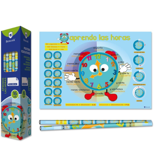 1.10 - POSTER APRENDIENDO LAS HORAS 70X100CM
