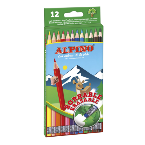 2 - LÁPICES MADERA CON BORRADOR ALPINO - PACK 12