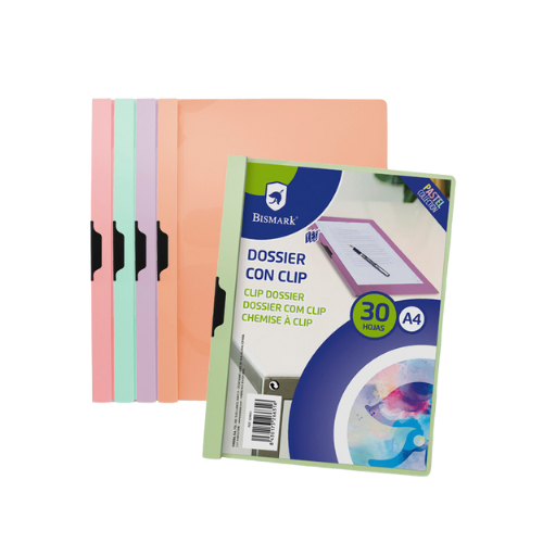 6 - DOSIER CON CLIP PASTEL A4 - 30 HOJAS