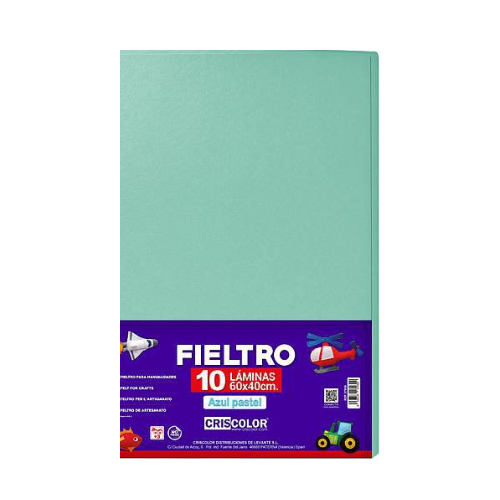 8.2 - FIELTRO COLORES AZUL PASTEL, PACK 10 UNIDADES , 60X40CM