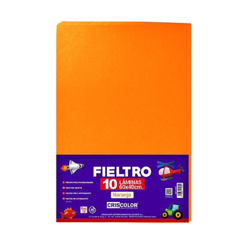 8.5 - FIELTRO COLORES NARANJA, PACK 10 UNIDADES, 60X40CM