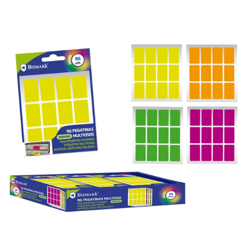 2.8 - ETIQUETAS ADHESIVAS NEON RECTANGULARES 2X34MM - PACK 8X12