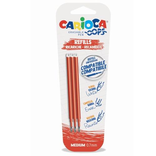 1.30 - RECAMBIO UNIVERSAL BOLÍGRAFO BORRABLE ROJO - PACK 3