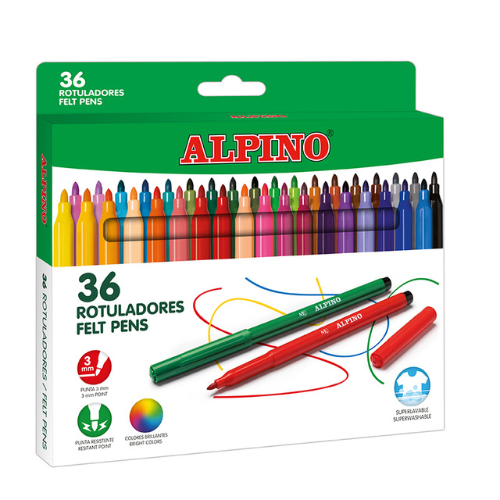 16.2 - ROTULADORES DE COLORES ALPINO - PACK 36