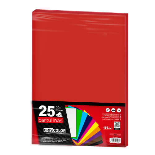 1.9 - CARTULINAS ROJAS PACK 25 UNIDS - 50X65CM