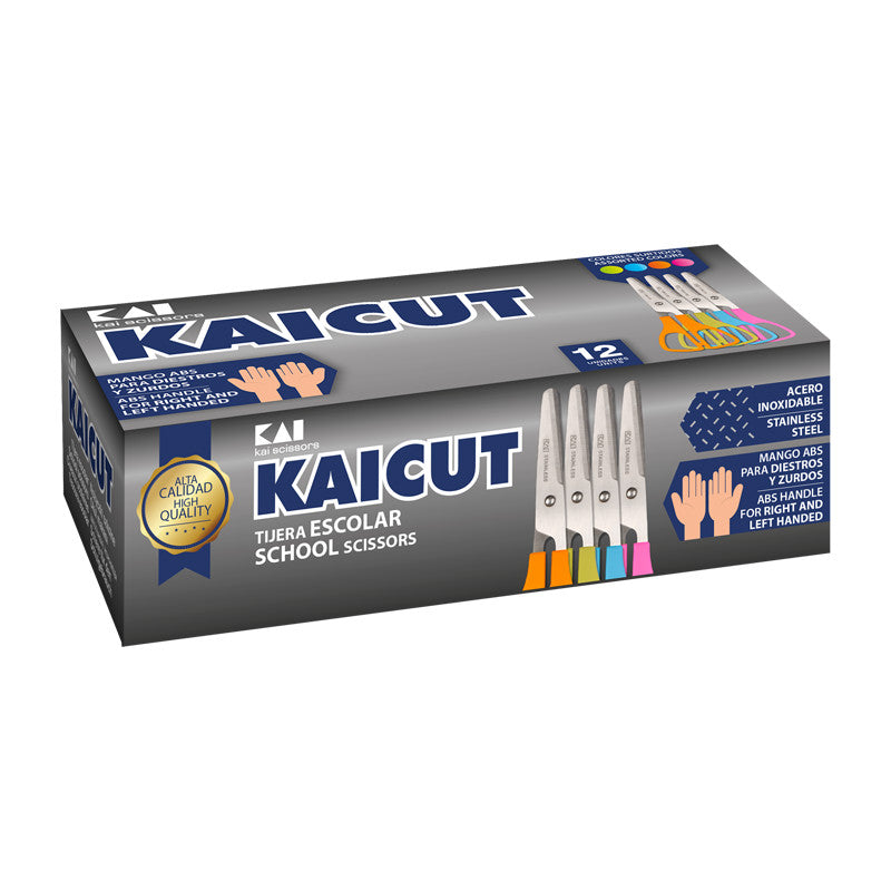 4 - TIJERA ESCOLAR KAICUT 130MM CAJA 12UNIDADES DIESTROS Y ZURDOS